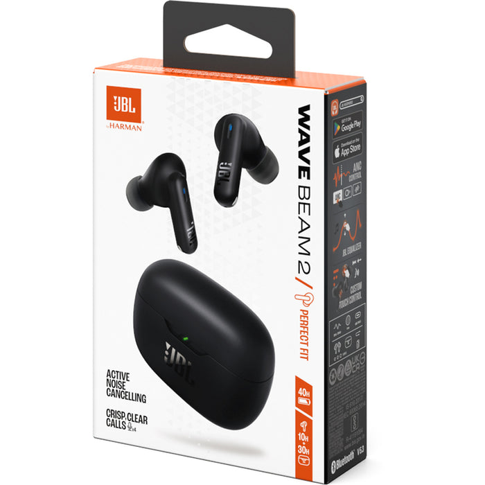 True wireless headphones JBL WAVE BEAM 2 WIRELESS CONNECTION, BLACK