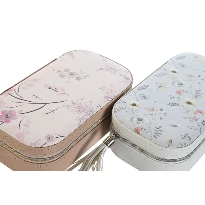 Jewelry box DKD Home Decor Blue Grey Camel Light Pink Polyurethane Mirror 18,5 x 10 x 5 cm (2 Units) - Декорация и