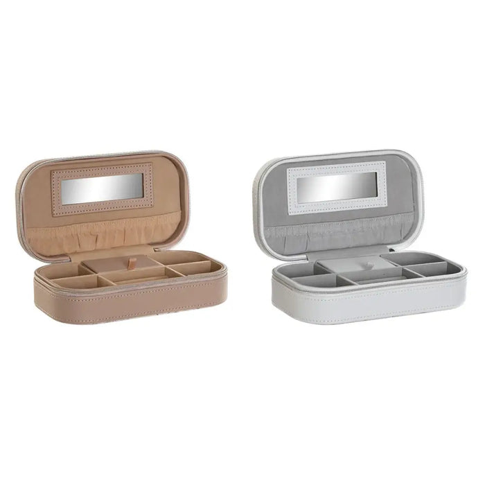 Jewelry box DKD Home Decor Blue Grey Camel Light Pink Polyurethane Mirror 18,5 x 10 x 5 cm (2 Units) - Декорация и