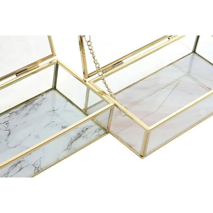 Jewelry box DKD Home Decor Golden Metal Crystal 20 x 11 x 5 cm 22 x 12 x 7 cm (2 Units) - Декорация и Осветление<<<Дом