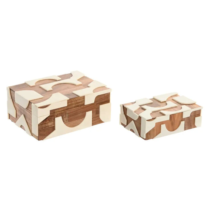 Jewelry box Home ESPRIT Black Natural Resin Acacia 18 x 13 x 7,5 cm (2 Pieces) - Декорация и Осветление<<<Дом