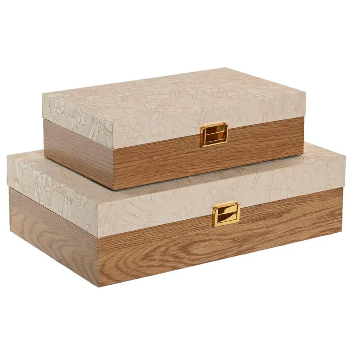 Jewelry box Home ESPRIT White Natural Wood (2 Units) - Декорация и Осветление<<<Дом Градина<<<BigBuy&&&Други артикули