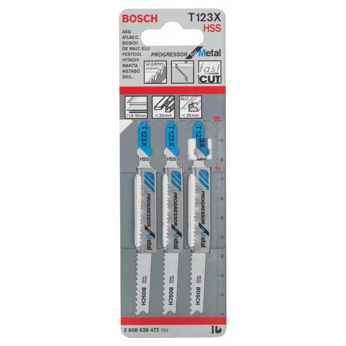JIG SAW KNIFE 3 PCS BOSCH T 123 XF - Ножове за прободни триони<<<Консумативи за електроинструменти<<<Инструменти и