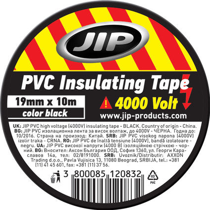 PVC INSULATING TAPE JIP BLACK 10 M