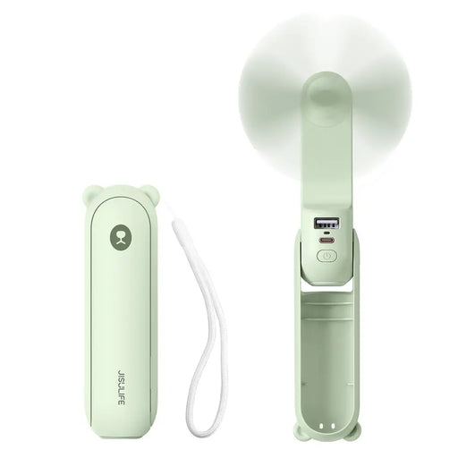 Jisulife Handheld Fan Life8 Mini Portable USB Fan with 2000mAh Power Bank and Flashlight - Green - Household
