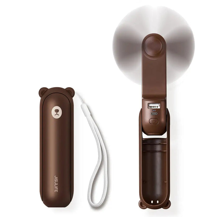Jisulife Handheld Fan Life8 Plus Portable USB Fan with Power Bank Function 4500mAh and Flashlight - Brown - Household