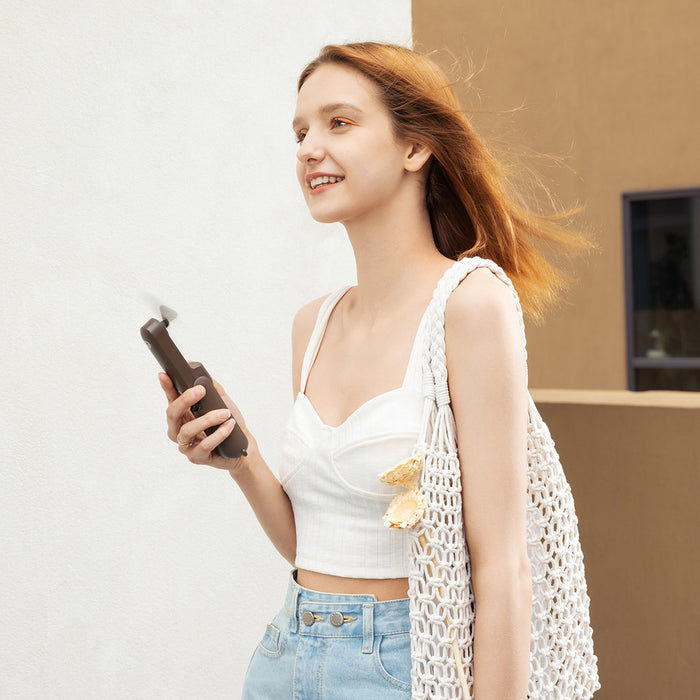 Jisulife Handheld Fan Life8 Portable USB Fan with Power Bank Function 2000mAh and Flashlight - Brown