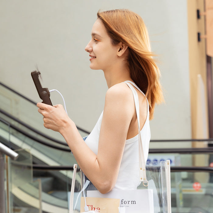 Jisulife Handheld Fan Life8 Portable USB Fan with Power Bank Function 2000mAh and Flashlight - Brown