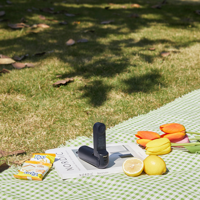 Jisulife Handheld Fan Life8 Mini Portable USB Fan with Power Bank Function 2000mAh and Flashlight - Blue