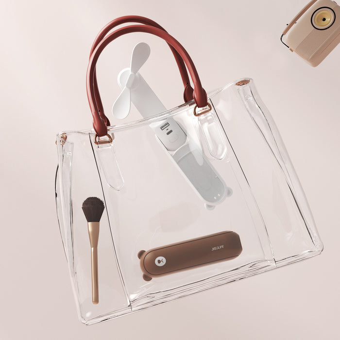 Jisulife Handheld Fan Life8 Plus Portable USB Fan with Power Bank Function 4500mAh and Flashlight - Brown