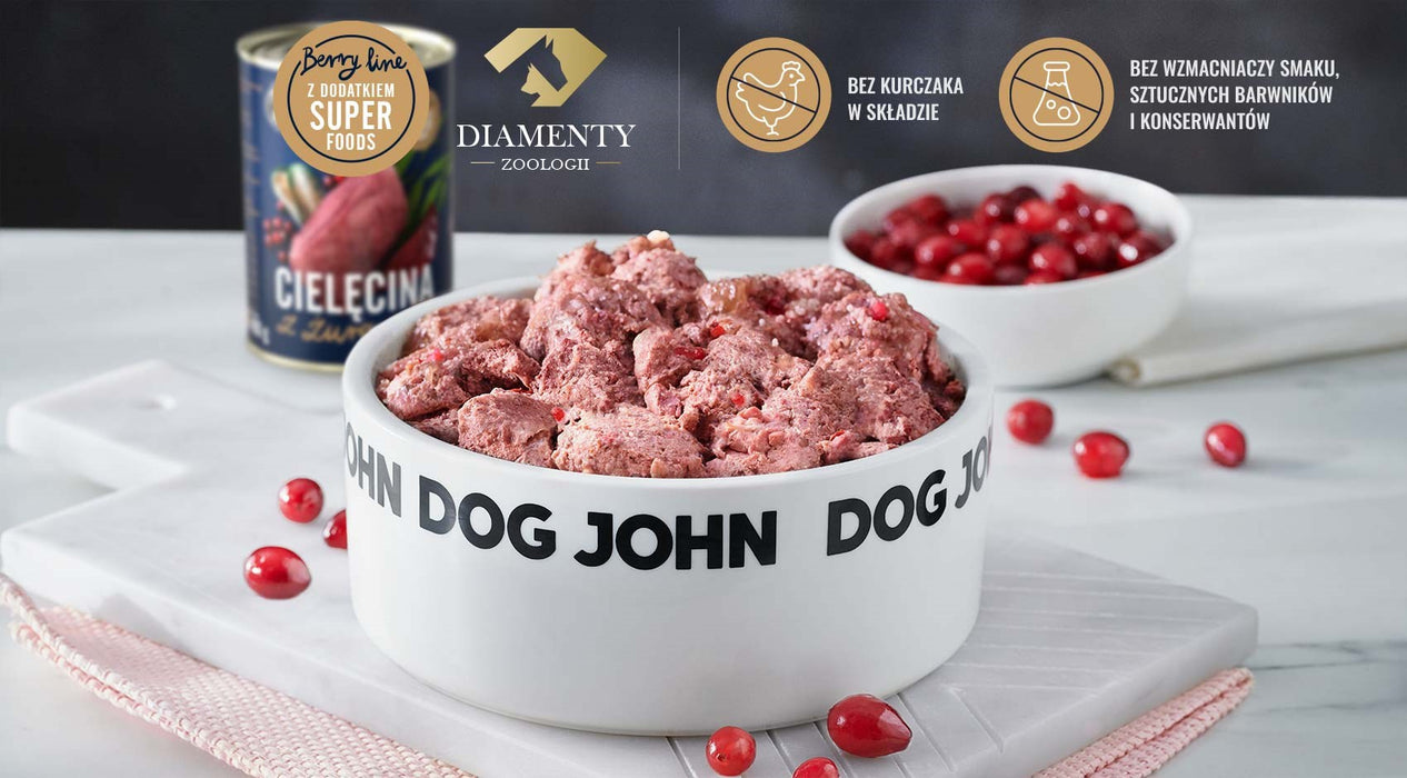 JOHN DOG Berry Line Adult Veal with cranberries - wet dog food - 800g