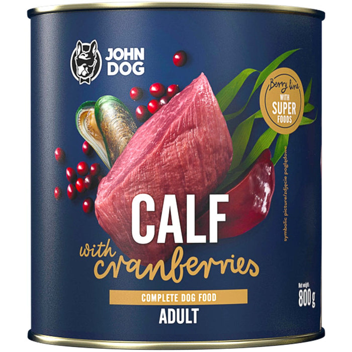 JOHN DOG Berry Line Adult Veal with cranberries - wet dog food - 800g