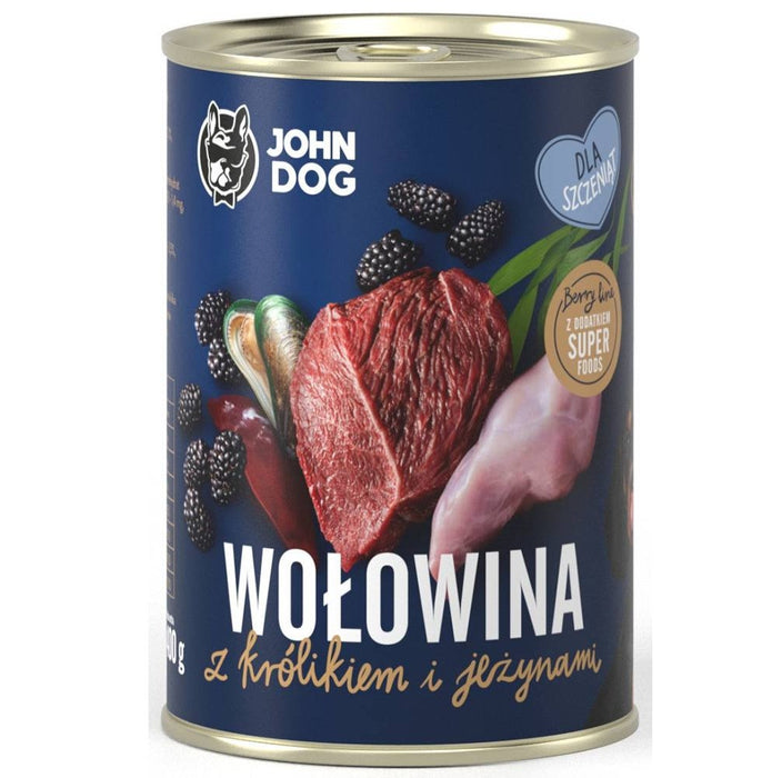JOHN DOG Berry Line Puppy Beef with rabbit and blackberries - wet dog food - 400g