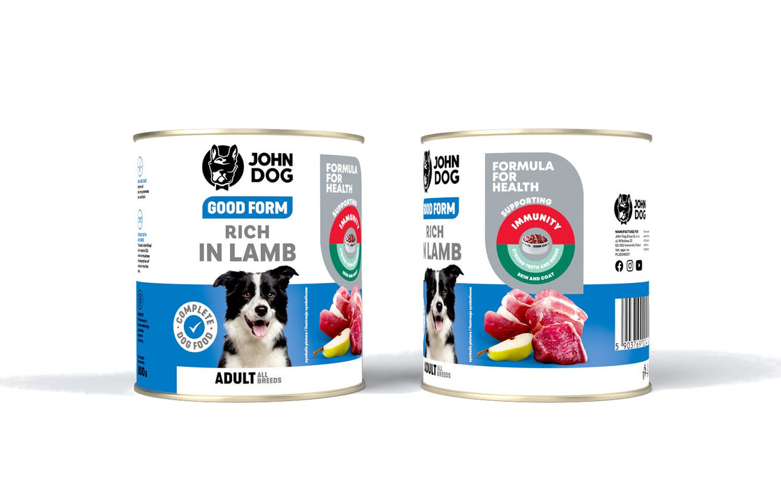 JOHN DOG Good Form Rich in lamb  - wet dog food - 800g