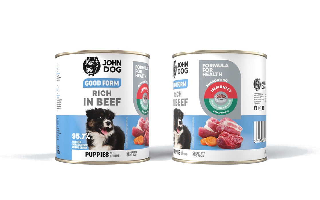 JOHN DOG Good Form Junior Rich in beef - wet dog food - 800g