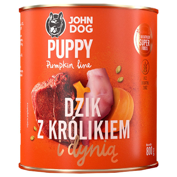 JOHN DOG Pumpkin Puppy Wild boar with rabbit and pumpkin - wet dog food - 800g