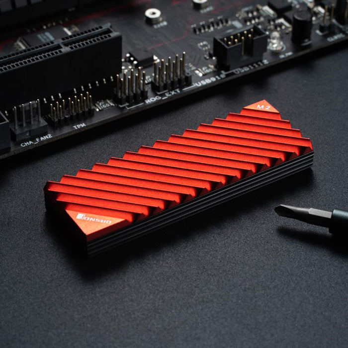 Passive cooler Jonsbo M.2 SSD, ribbed, Red
