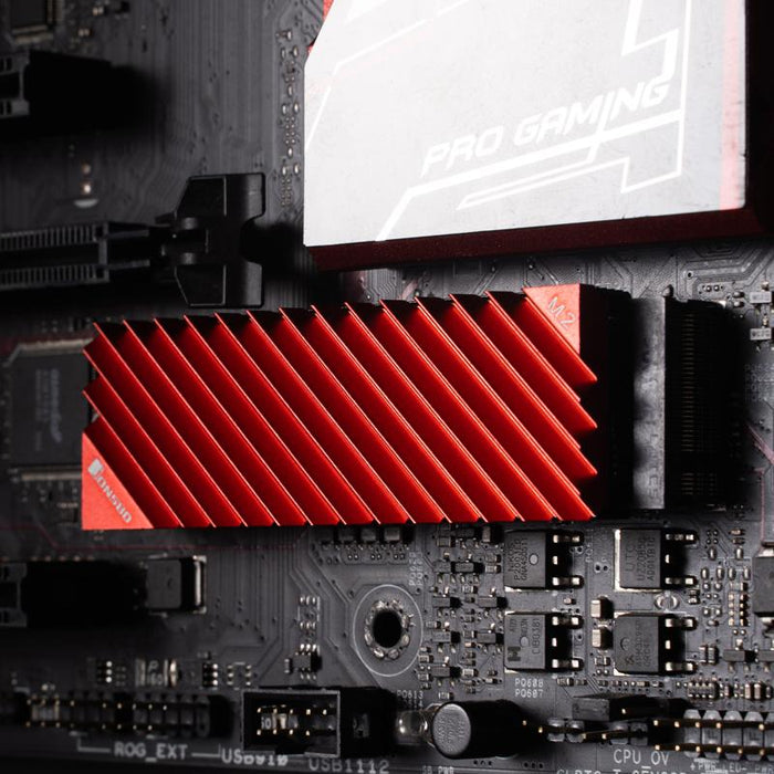 Passive cooler Jonsbo M.2 SSD, ribbed, Red
