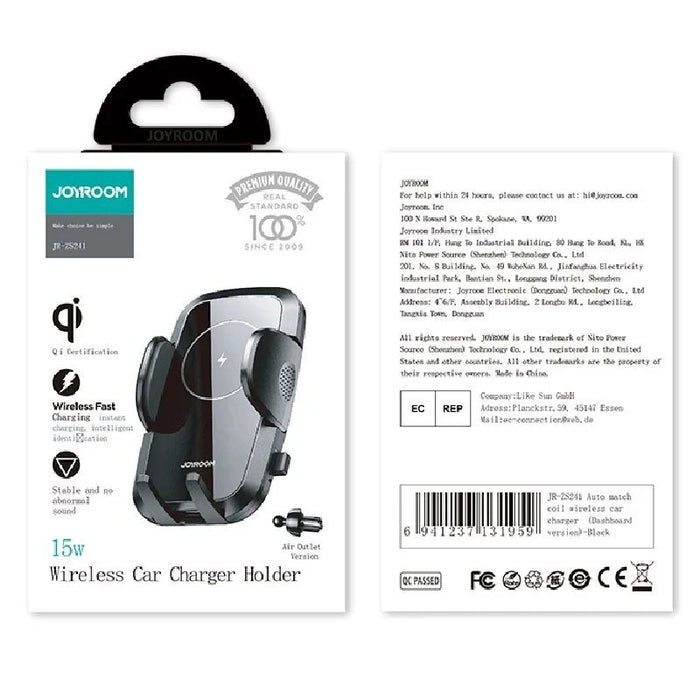 Joyroom car air vent holder Qi wireless charger 15W black (JR-ZS241) - Cell phone holders<<<HurtelXML