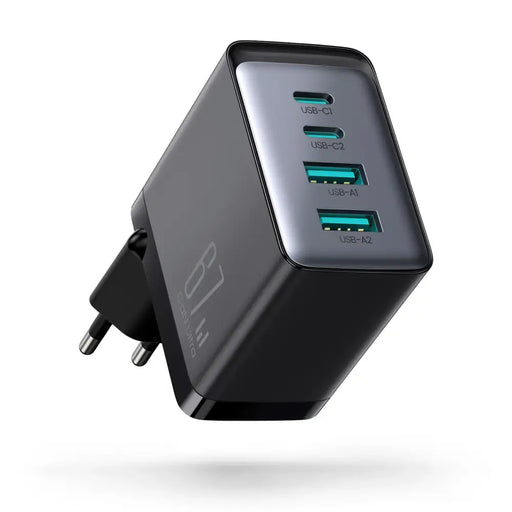 Joyroom GaN charger 67W 4 ports (2x USB 2x USB C) black (TCG02) + USB C - USB C cable 100W 1.2m - Travel