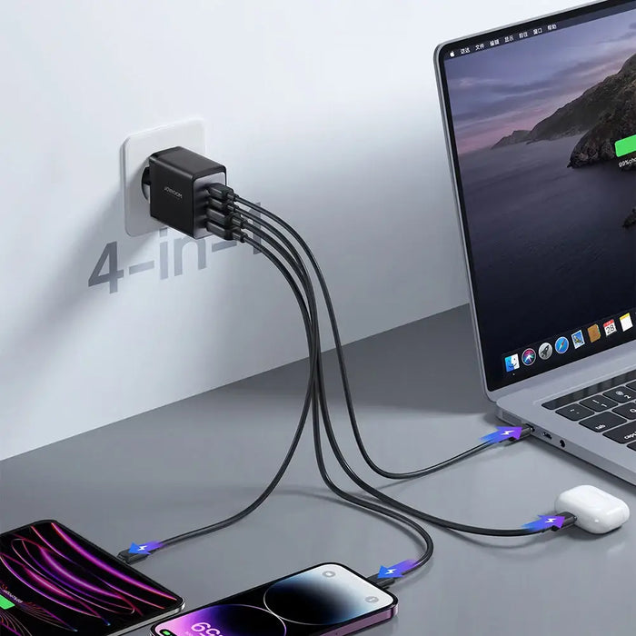 Joyroom GaN charger 67W 4 ports (2x USB 2x USB C) black (TCG02) + USB C - USB C cable 100W 1.2m - Travel