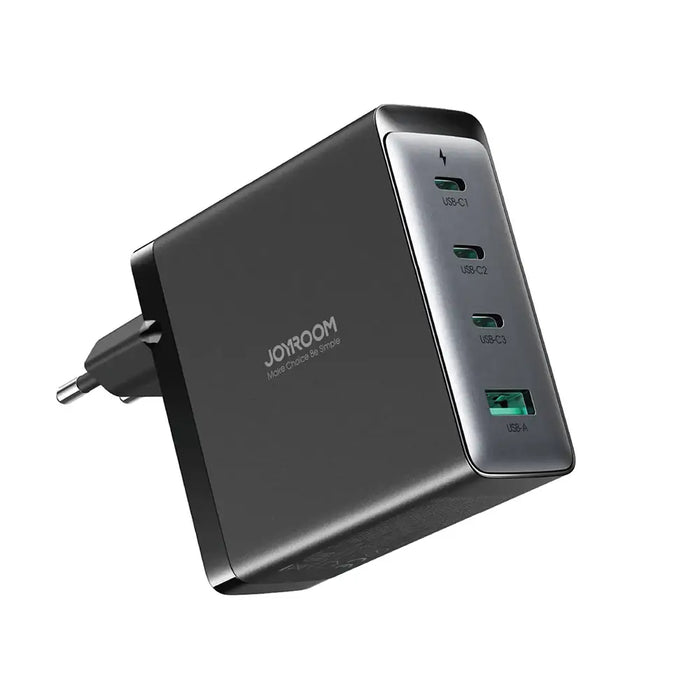 Joyroom GaN Ultra JR-TCG05EU 140W PD 3.0 QC 3.0 Wall Charger 3x USB-C 1x USB-A Black + Cable - Travel