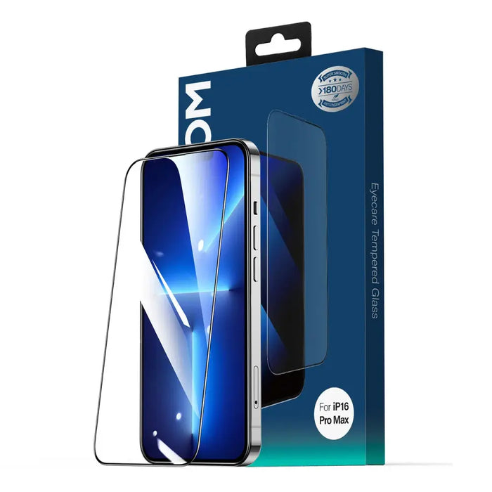 Joyroom JR-MLG0287 2.5D Anti-Blue Light + Dustproof Tempered Glass with Black Frame for iPhone 16 Pro Max - Cell phone
