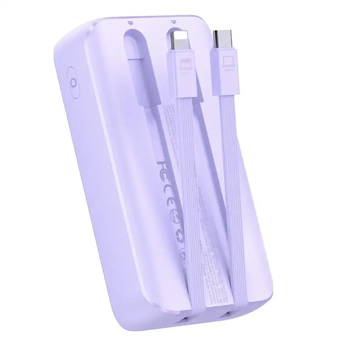 Joyroom JR-PBC07 20000mAh 30W mini power bank with USB-C and Lightning cables - purple - Powerbanks<<<HurtelXML