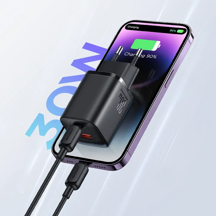 Joyroom JR-TCF08EU Speed Series 30W PD/QC/AFC/FCP fast wall charger - black - Cell phone USB charger<<<HurtelXML