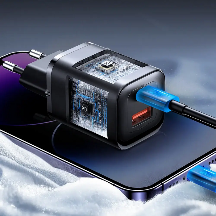 Joyroom JR-TCF08EU Speed Series 30W PD/QC/AFC/FCP fast wall charger - black - Cell phone USB charger<<<HurtelXML