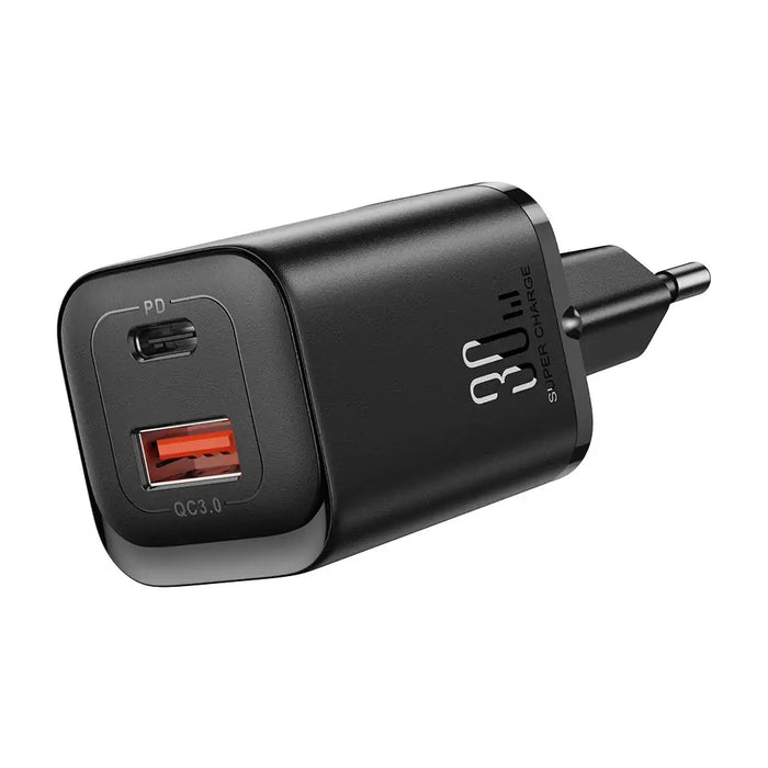 Joyroom JR-TCF08EU Speed Series 30W PD/QC/AFC/FCP fast wall charger - black - Cell phone USB charger<<<HurtelXML