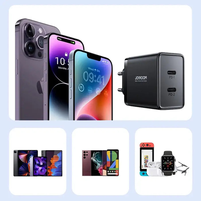 Joyroom JR-TCF09 fast charger 2x USB-C 40W - black - Cell phone USB charger<<<HurtelXML