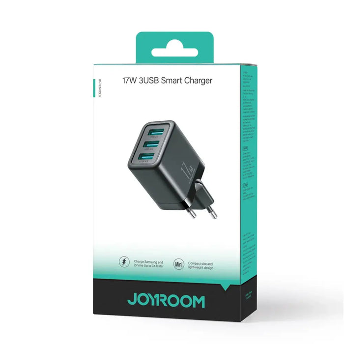 Joyroom JR-TCN02 3xUSB-A 17W 3.4A mains charger - black - Lightning cable<<<Accessories<<<Основна<<<DunaXML&&&Cell