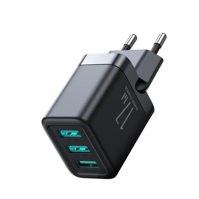Joyroom JR-TCN02 3xUSB-A 17W 3.4A mains charger - black - Lightning cable<<<Accessories<<<Основна<<<DunaXML&&&Cell