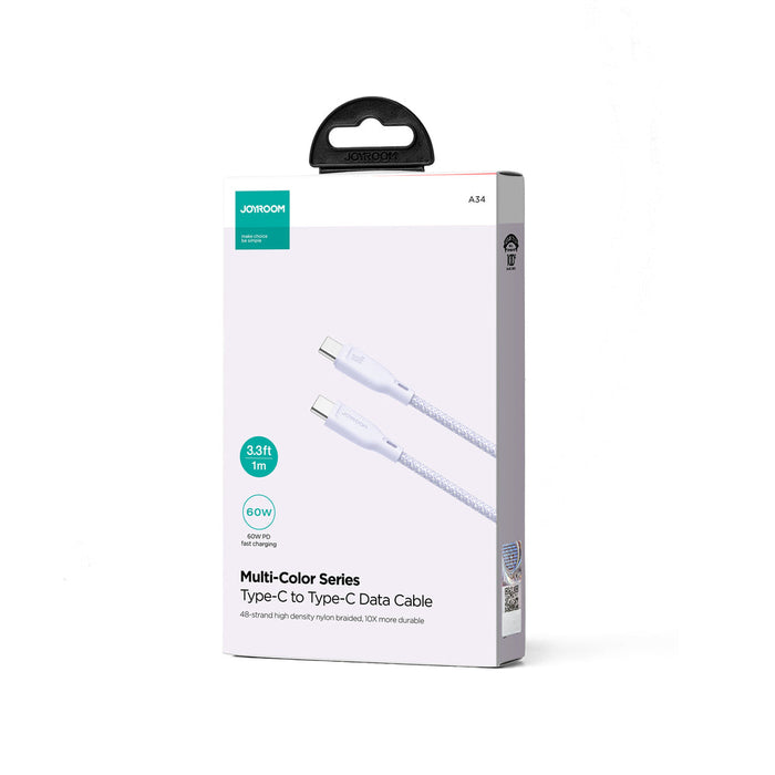 Joyroom Multi-Color Series S-A34 USB-C / USB-C PD 60W 1m Cable - Purple - Cell phone cables<<<HurtelXML&&&Type-C