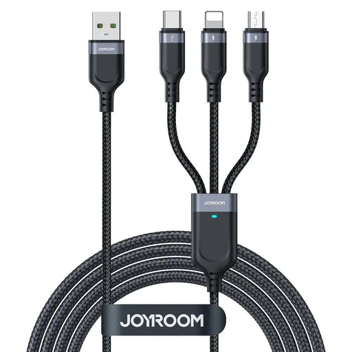 Joyroom Multi-Use Series S-A18 3in1 USB-A - Lightning / USB-C / micro USB cable 1.2m - black - Cell phone
