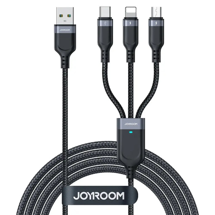 Joyroom Multi-Use Series S-A18 3in1 USB-A - Lightning / USB-C / micro USB cable 1.2m - black - Cell phone