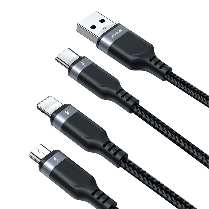 Joyroom Multi-Use Series S-A18 3in1 USB-A - Lightning / USB-C / micro USB cable 1.2m - black - Cell phone