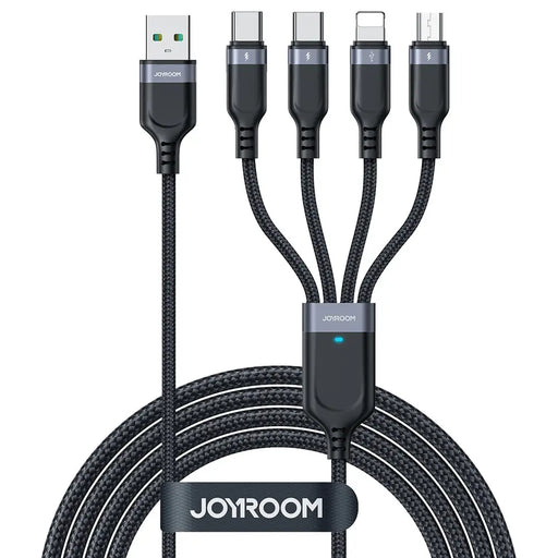 Joyroom Multi-Use Series S-A18 4in1 USB-A - USB-C / USB-C / Lightning / micro USB cable 1.2m - black - Cell phone