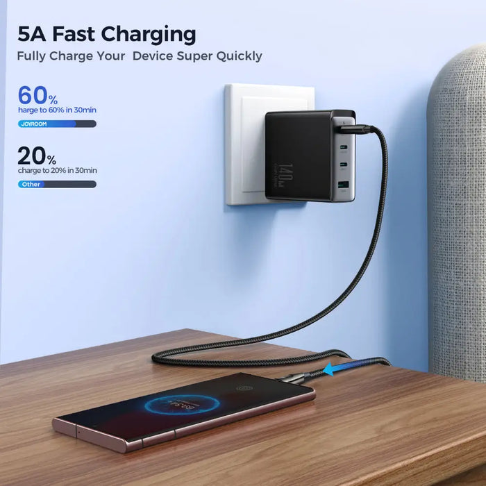 Joyroom Pioneer Series SA31-CC5 USB-C / USB-C 240W Cable 1.2m - Black - Cell phone cables<<<HurtelXML