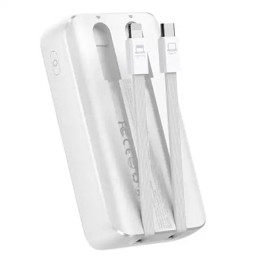 Joyroom Power Bank with Digital Display C + U PD 30W 20000 mAh with built-in Type-C and Lightning cable White