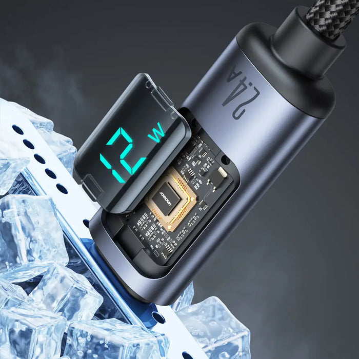 Joyroom Prism Series A16 Lightning / USB-A Cable 2.4A 1.2m with LED Display - Black - Cell phone cables<<<HurtelXML
