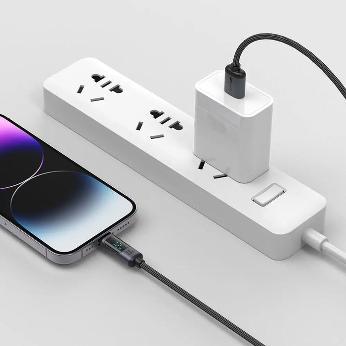 Joyroom Prism Series A16 Lightning / USB-A Cable 2.4A 1.2m with LED Display - Black - Cell phone cables<<<HurtelXML