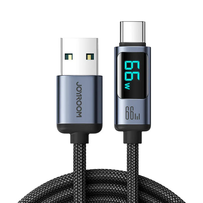 Joyroom Prism Series A16 USB-C / USB-A Cable 66W 1.2m with LED Display - Black - Cell phone cables<<<HurtelXML