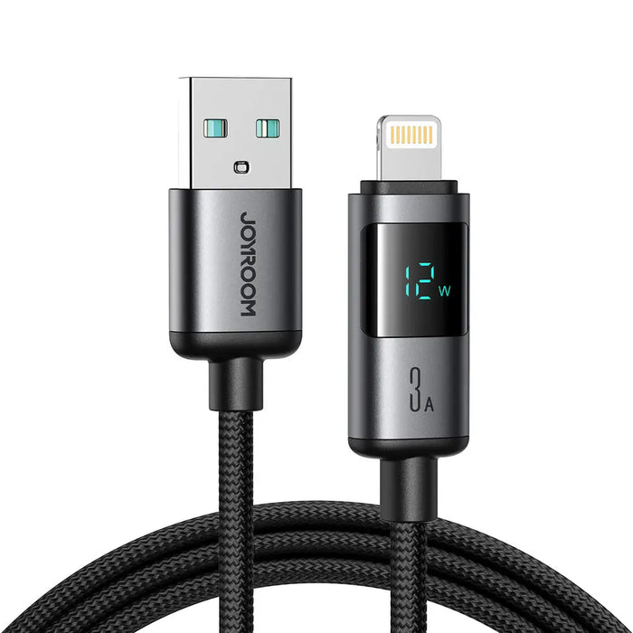 Joyroom S-A16 Pro Prism Series 3A USB-A - Lightning Cable with Display 1.2m - Black - Cell phone cables<<<HurtelXML