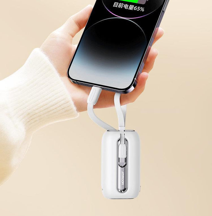 Joyroom mini powerbank 10000mAh Colorful Series 22.5W with 2 built-in USB C and Lightning cables white (JR-L012)