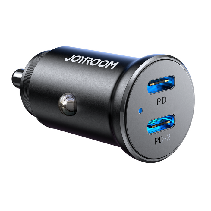 Joyroom JR-CCN06 30W 2x USB-C Metal Mini Car Charger - Black