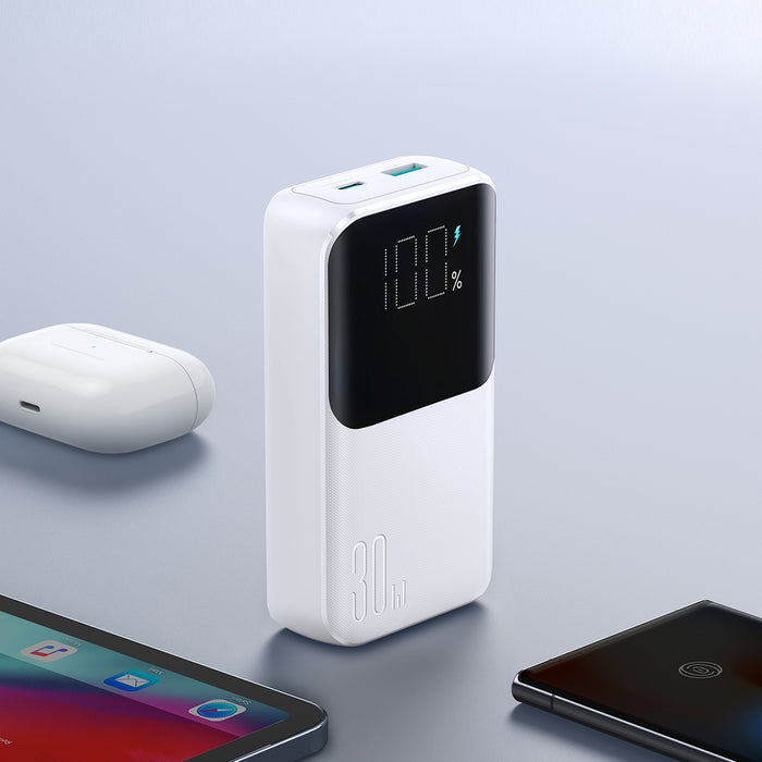 Mini power bank with built-in cables Joyroom JR-PBC06 30W 10000mAh - white