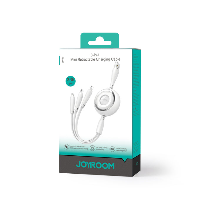 3in1 Joyroom Colorful USB to USB-C/Lightning/Micro USB cable 3.5A, 1m (white)