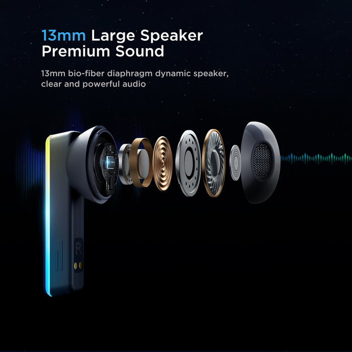TWS Joyroom JR-TC1 IceLens Series wireless headphones with LED lights - black